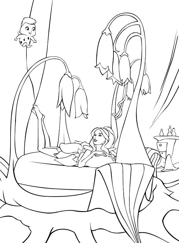 coloriage barbie fairytopia dans son lit